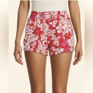 No Boundaries Juniors Red Purple Hibiscus Shorts w Pockets SZ M (7-9)